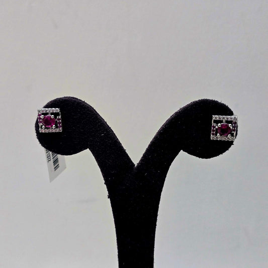 Geometric Ruby Studs