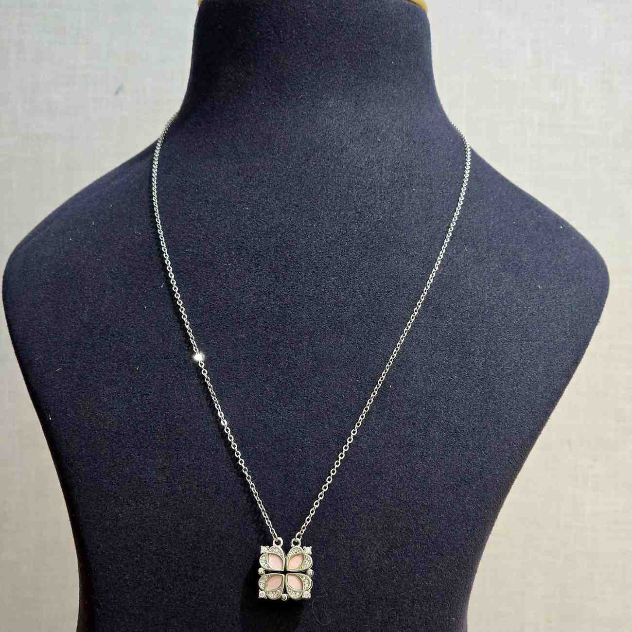 Pink Petal Square Pendant Chain