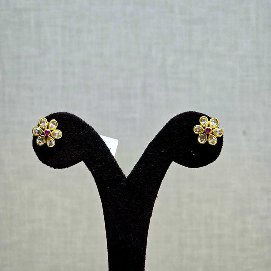 Tiny Ruby Floral Studs