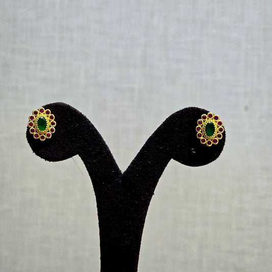 Oval Ruby Border Studs