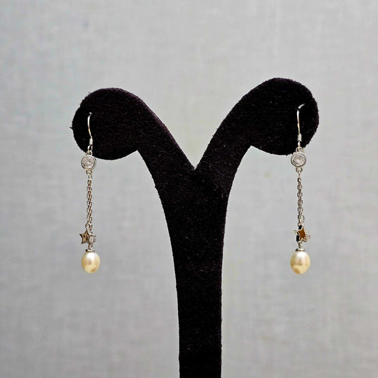 Celestial Chain Pearls Earrings