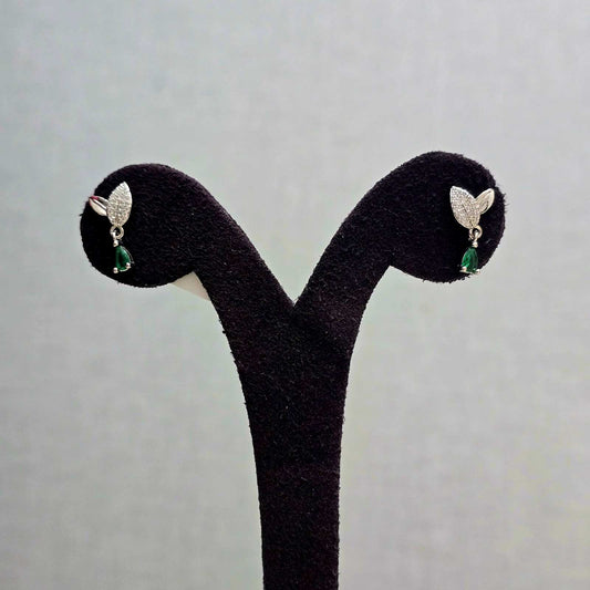 Luxe Green Leaf Studs