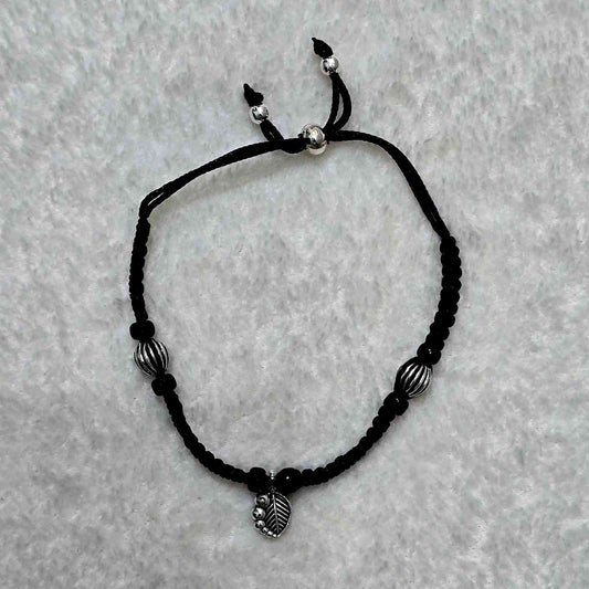 Leaf Charm Black Thread