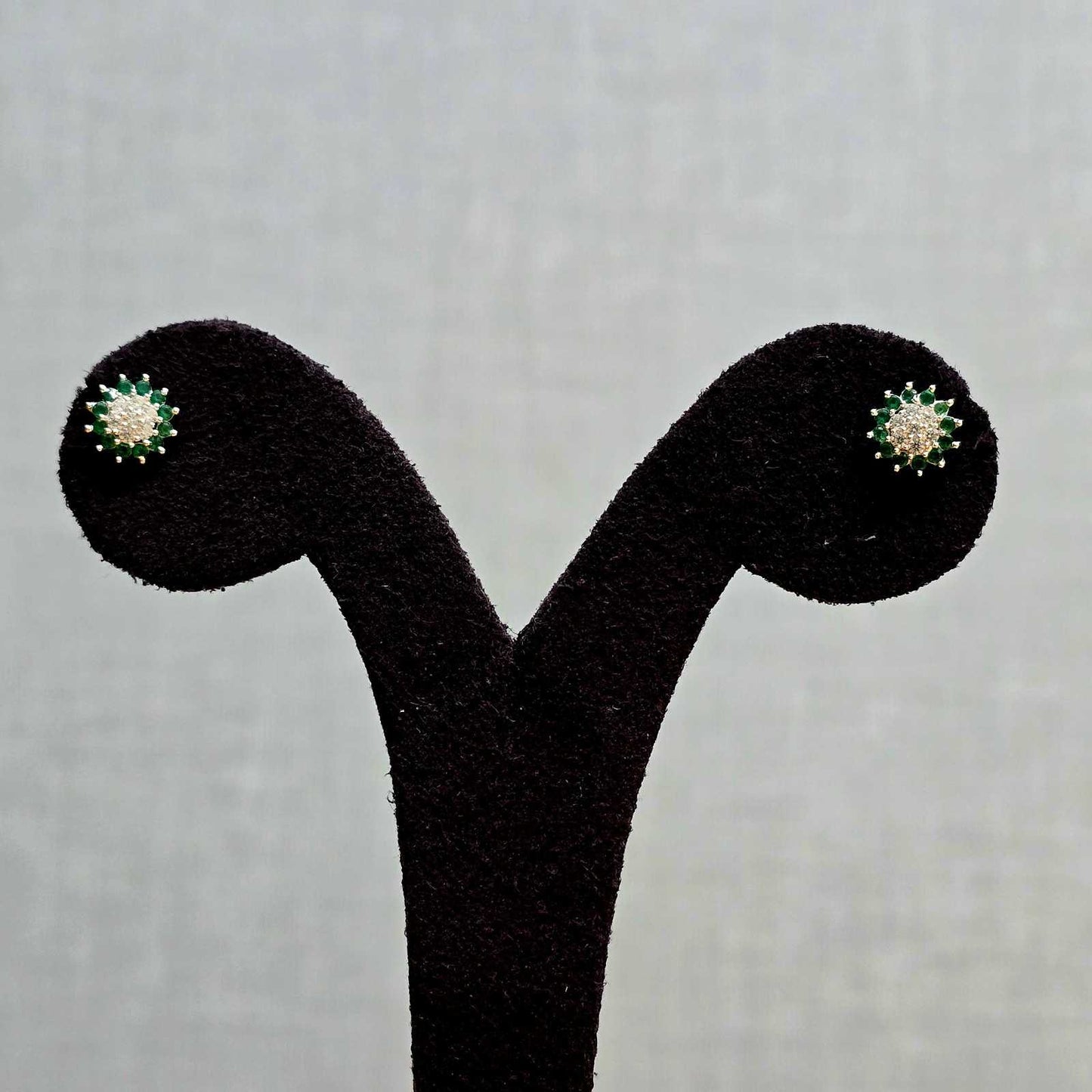 Radiant Green Flower Studs