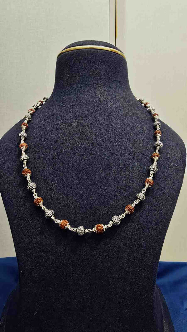 Rudraksha Silver Mala