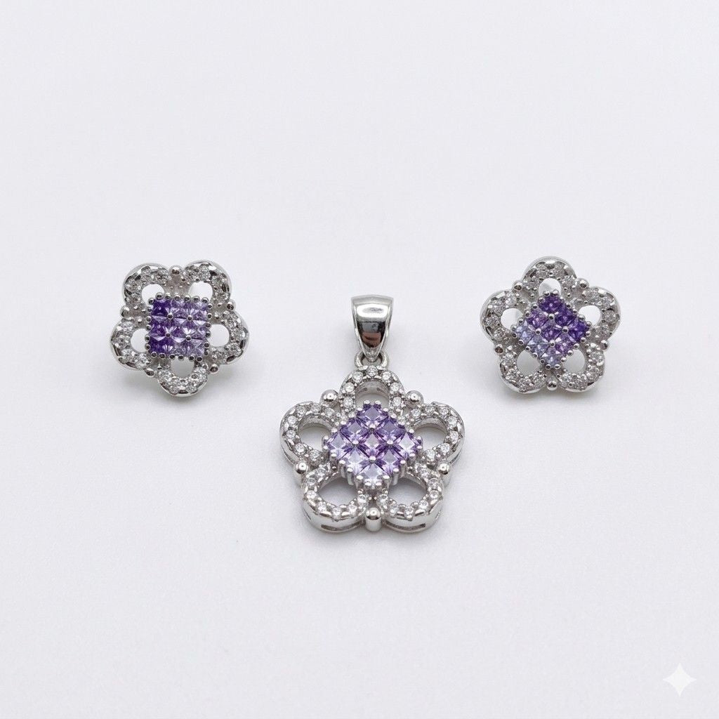 Lavender Bloom Locket Set