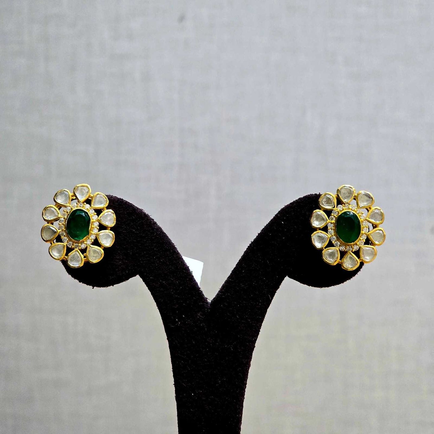 Green Aura Floral Studs