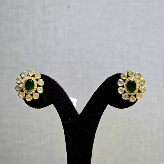Green Aura Floral Studs