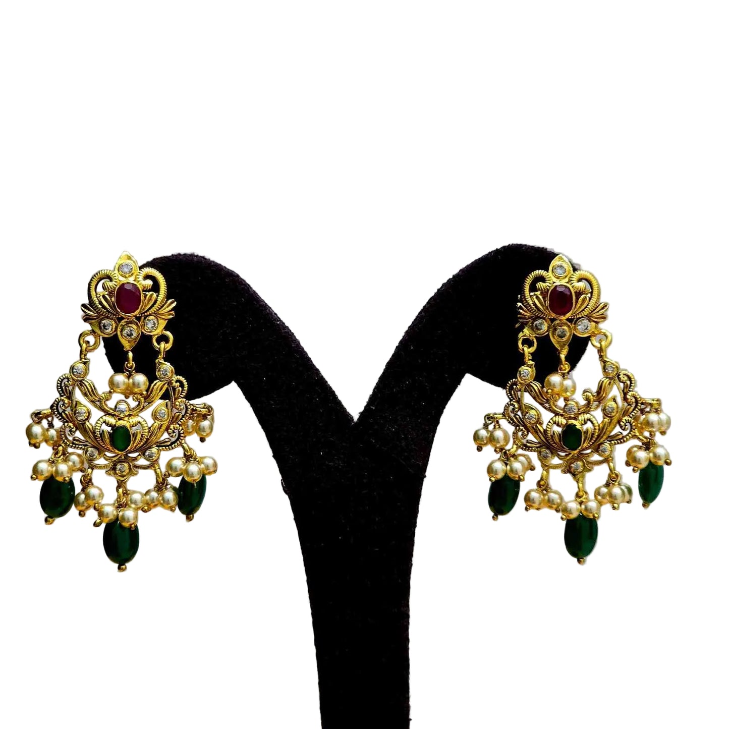 Ruhani Emerald Danglers