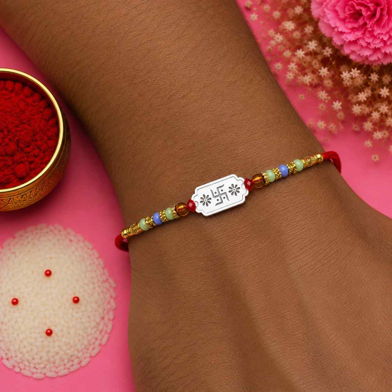 Swastik Flowers Rakhi