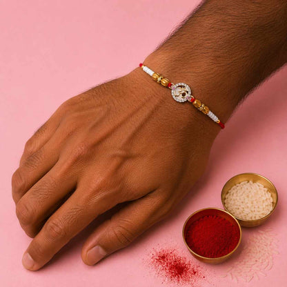 Swastik Wooden Floral Rakhi