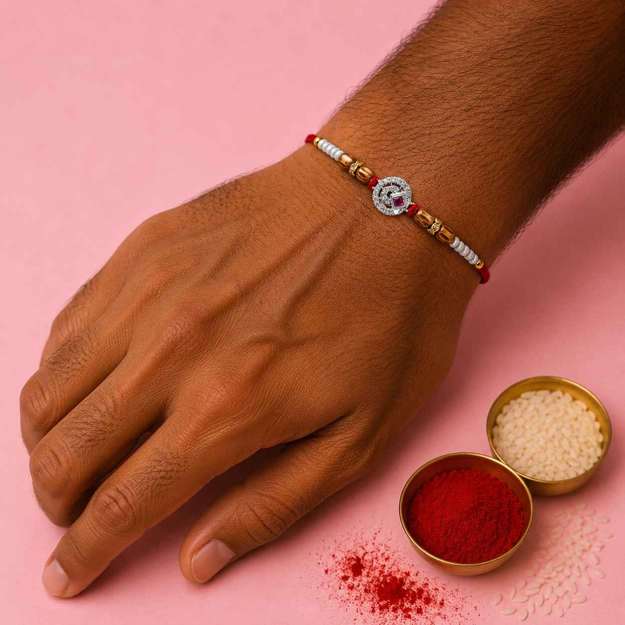 Circular Wooden Oval Rakhi