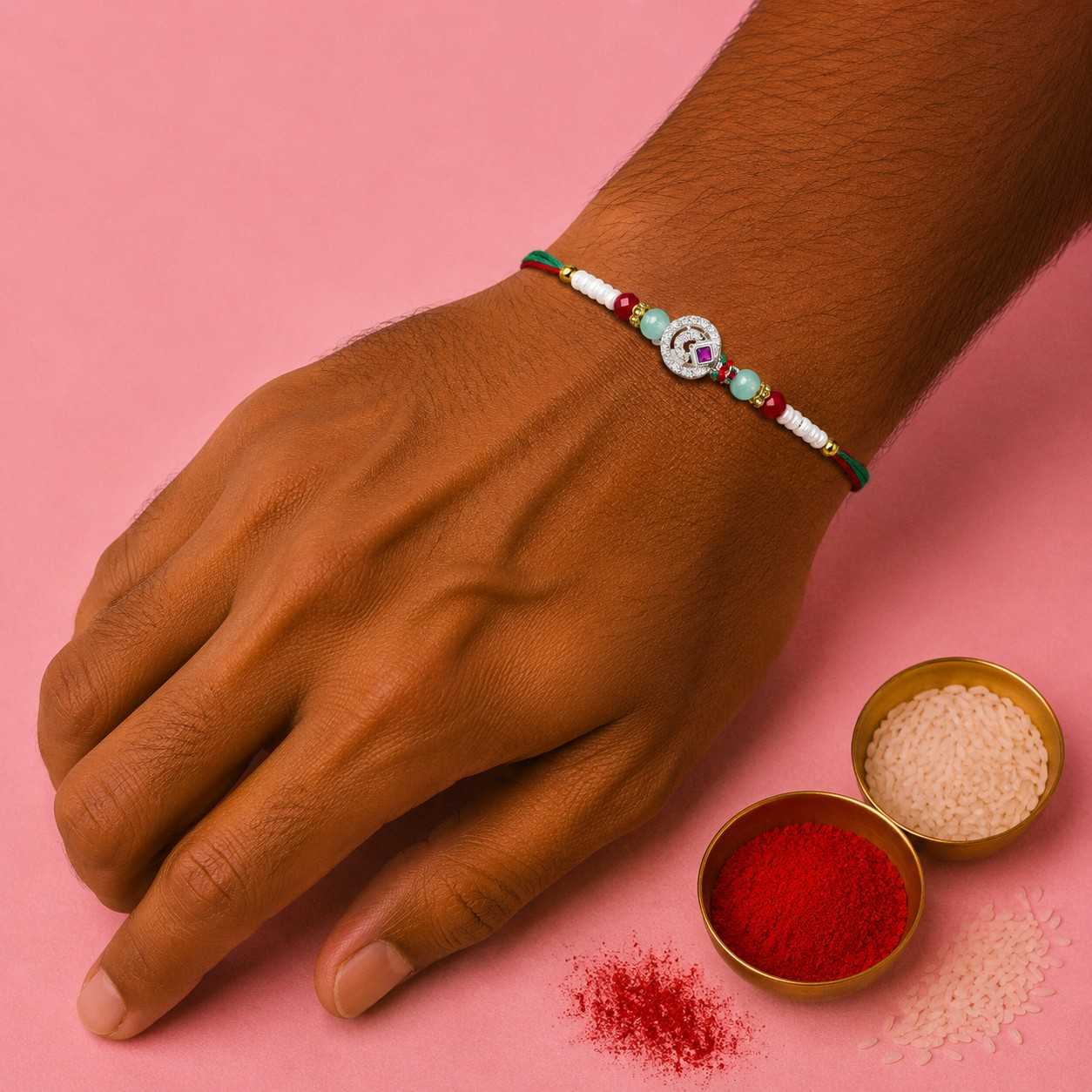 Circular Bloom Green Rakhi