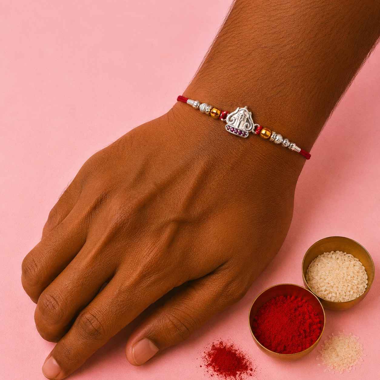 Mahadev Pink Stone Rakhi