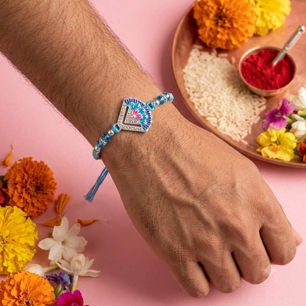 Enamel Floral Trombo Rakhi