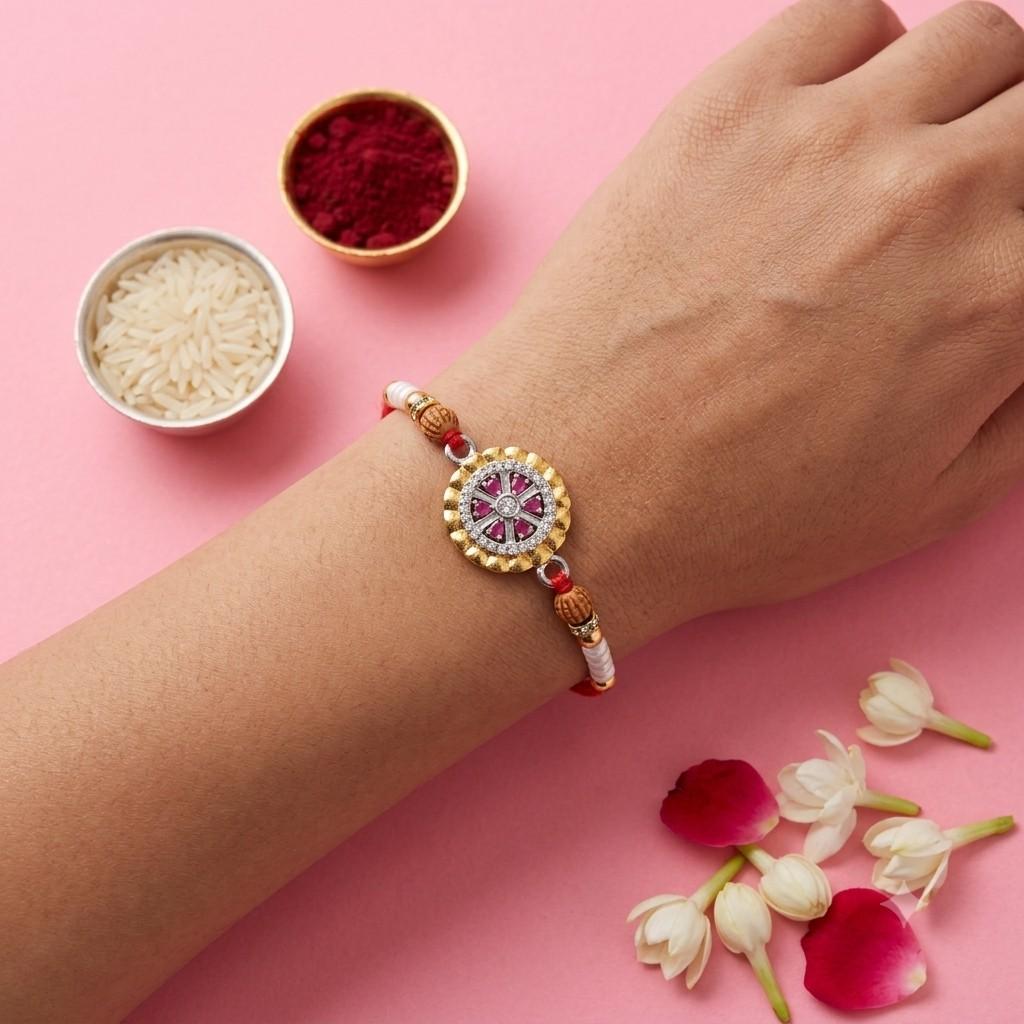 Golden Floral Blossom Rakhi - 1