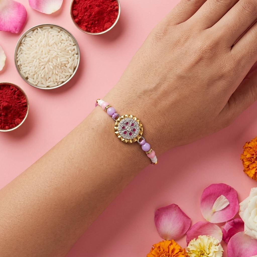 Golden Floral Blossom Rakhi