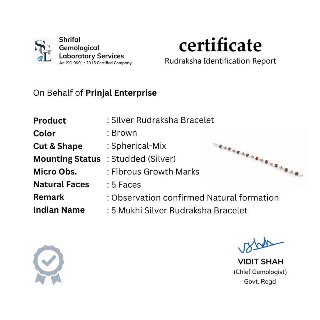 Rudraksha Silver Om Beads Capping Bracelet - Mayuri Silver House