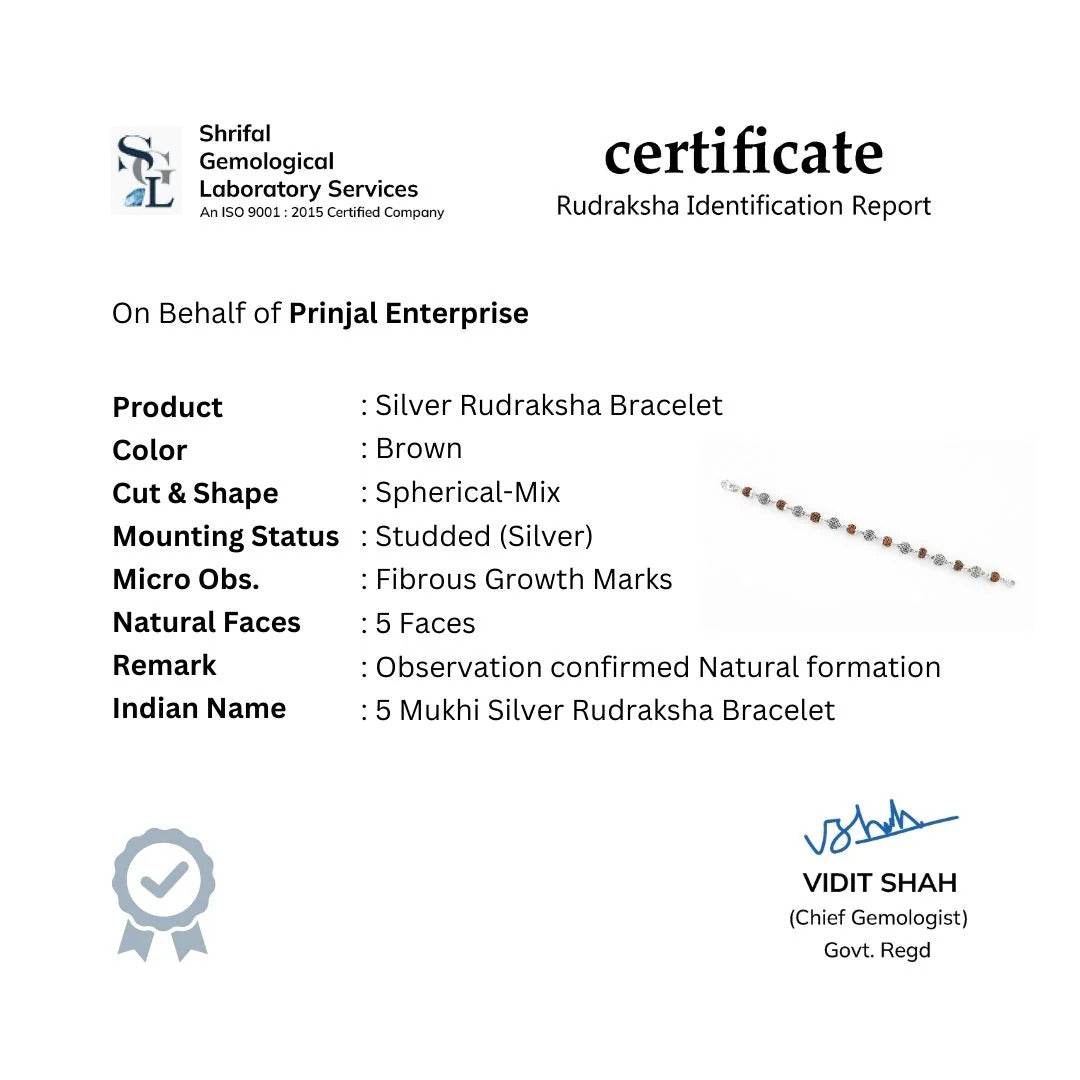 Rudraksha Silver Textured Round Beads Bracelet - Mayuri Silver House