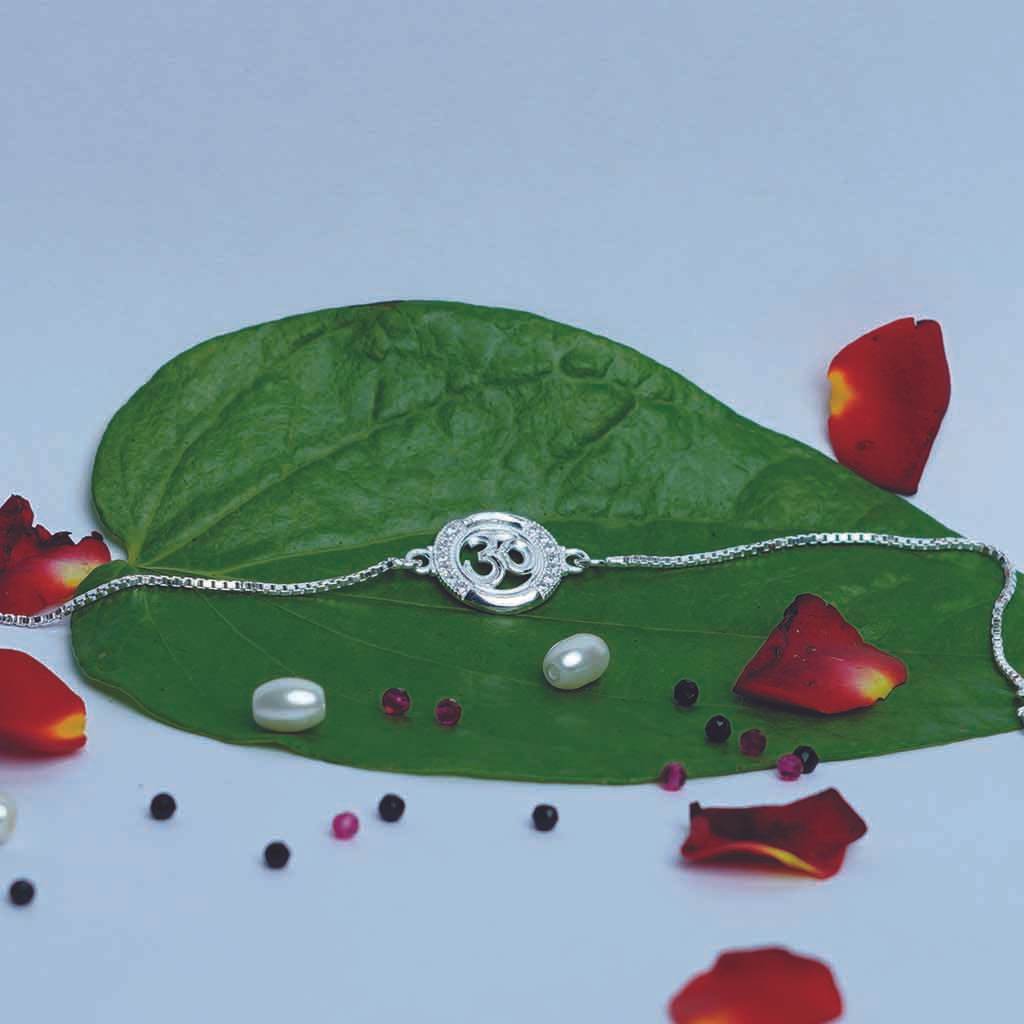Om Round Chain Rakhi - Mayuri Silver House