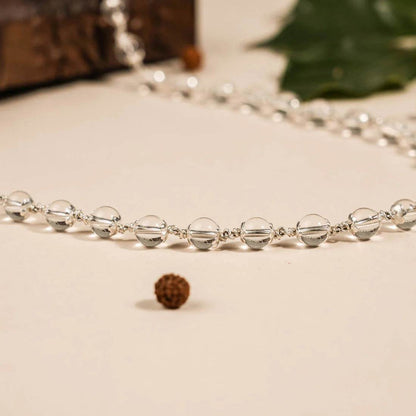 Sphatik Bead Silver Mala - Mayuri Silver House