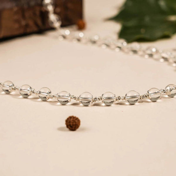 Sphatik Bead Silver Mala - Mayuri Silver House