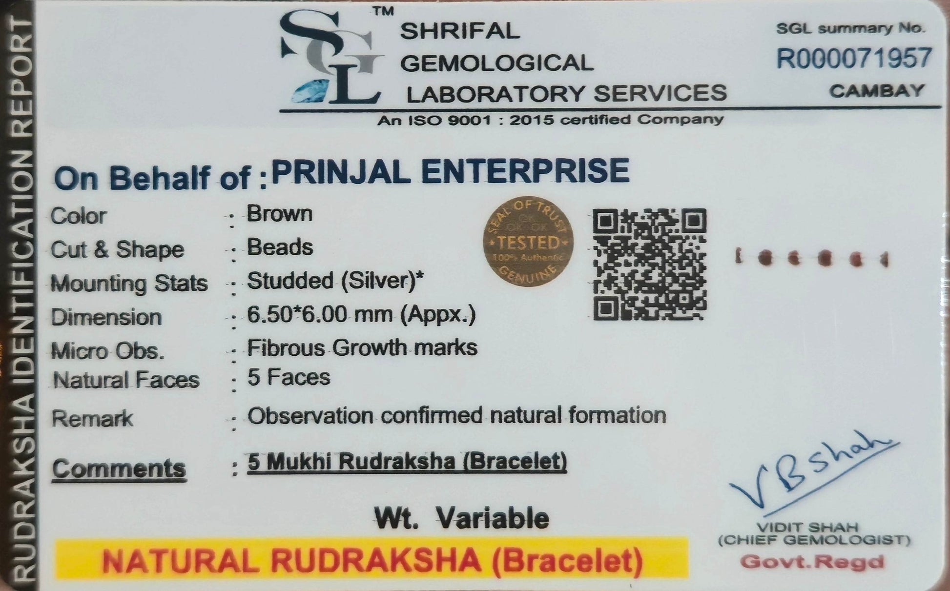 Rudraksha Bracelet 6-7 mm - Mayuri Silver House