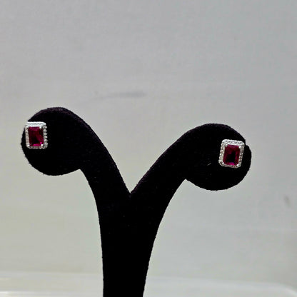 Ruby Halo Studs