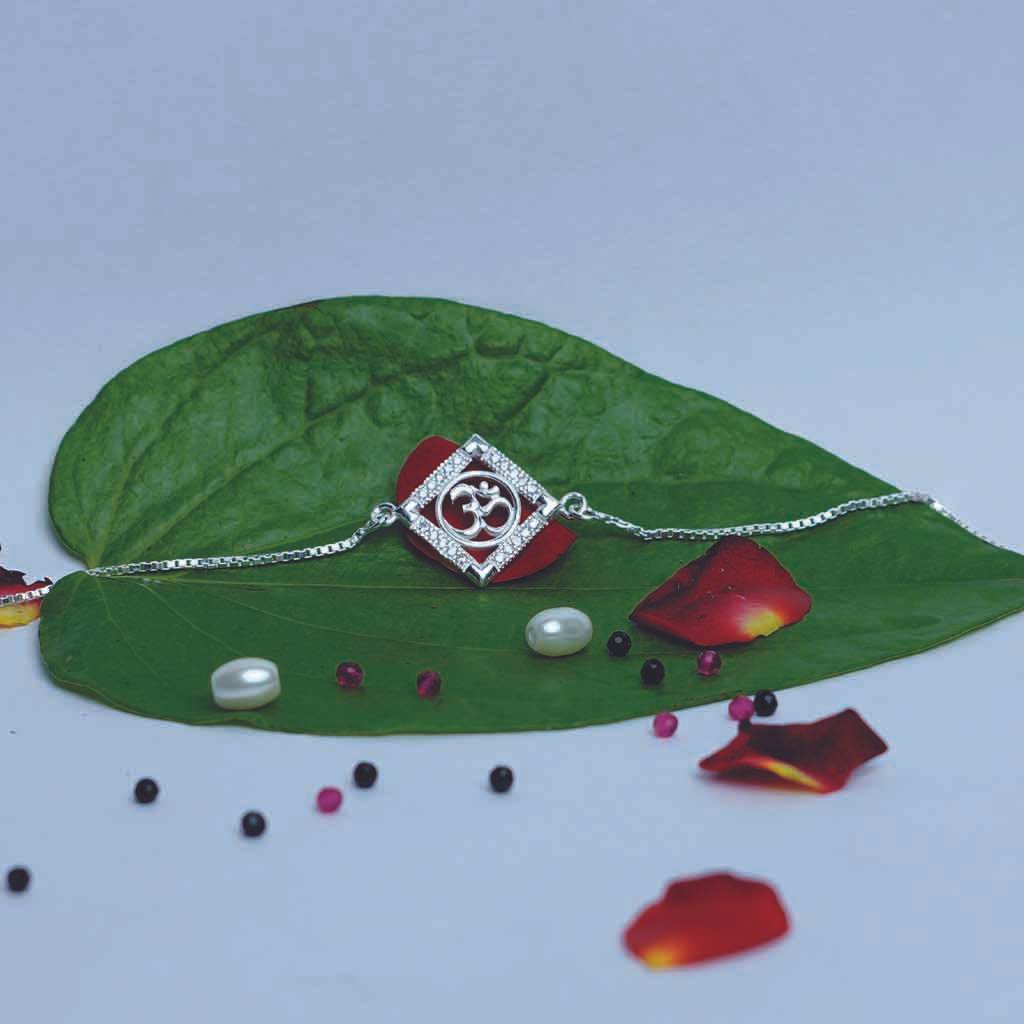 Om Rhombus Chain Rakhi - Mayuri Silver House