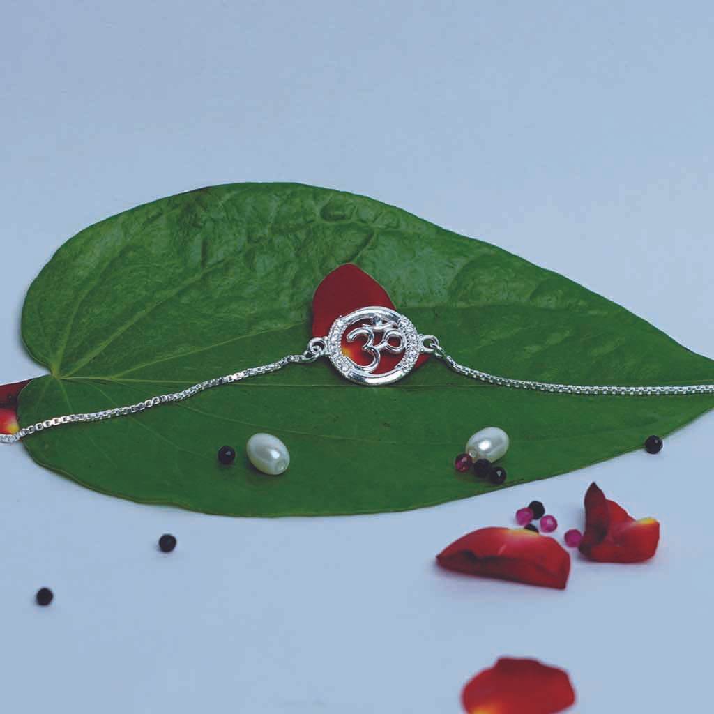 Om Round Chain Rakhi 2 - Mayuri Silver House