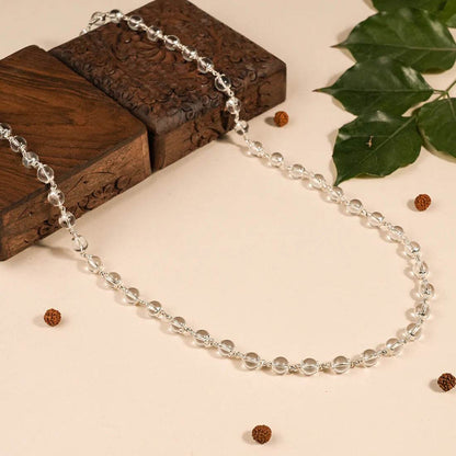 Sphatik Bead Silver Mala - Mayuri Silver House