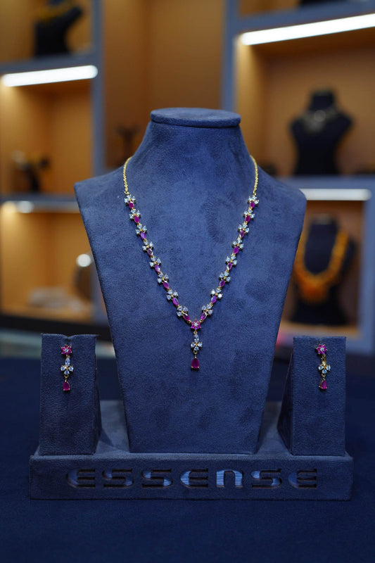 Pink Flower Necklace - Mayuri Silver House