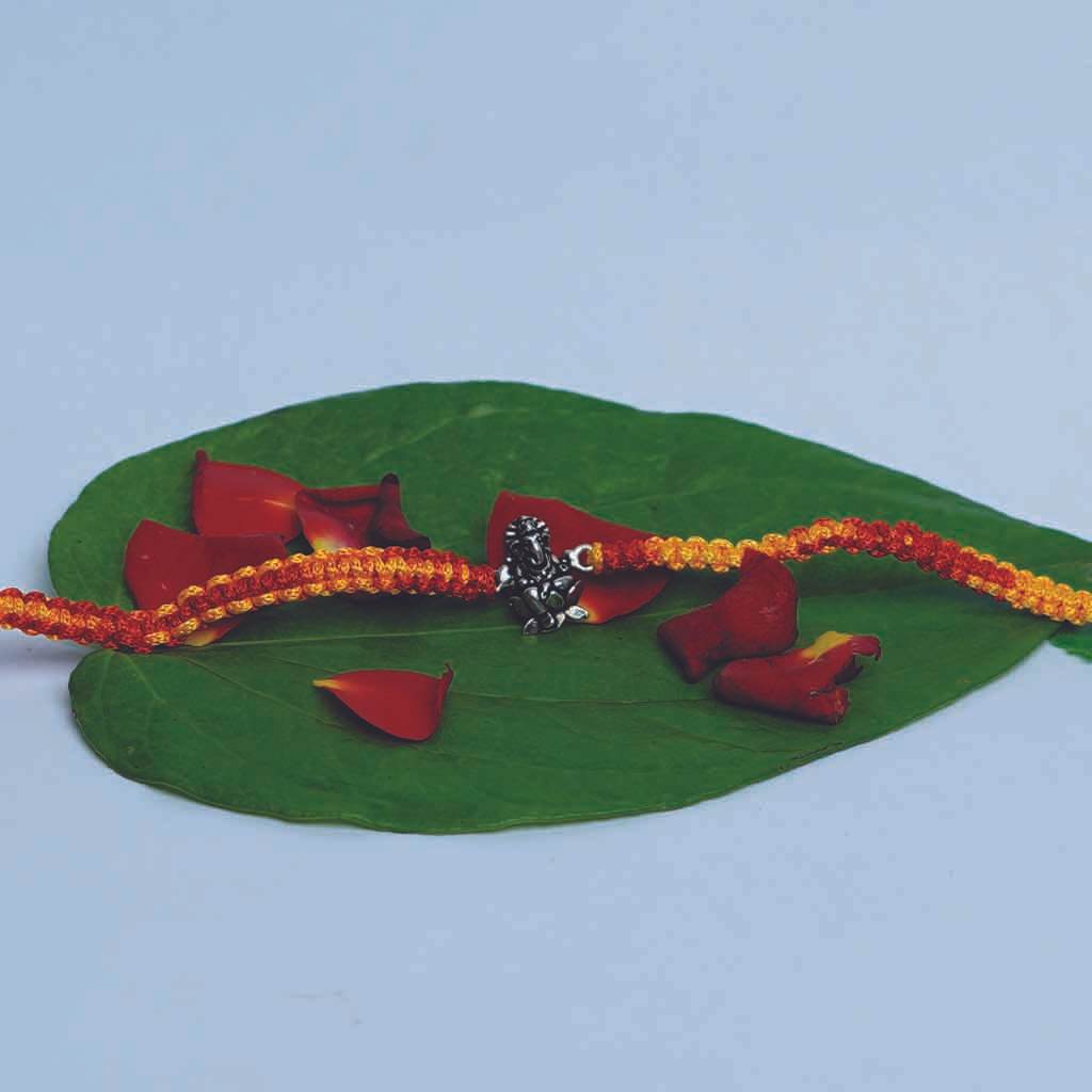 Ganesh Lotus Rakhi - Mayuri Silver House
