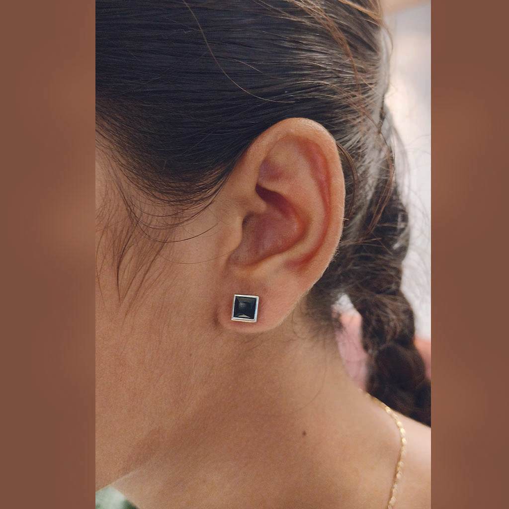 Shadow Square Studs - Mayuri Silver House