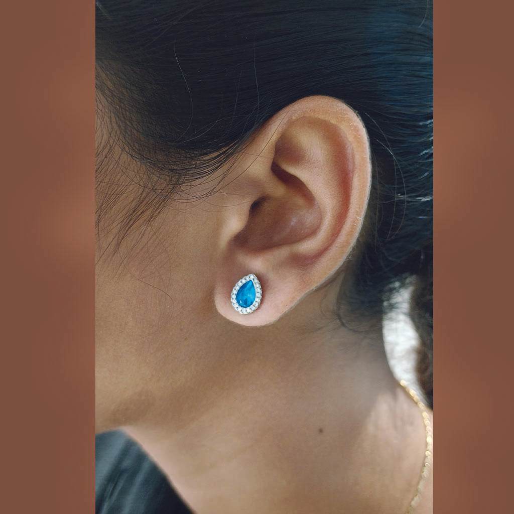 BlueMist Drop Studs - Mayuri Silver House