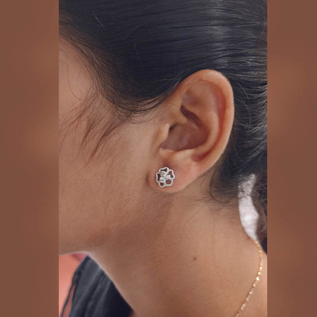 Blossom Duo Studs - Mayuri Silver House