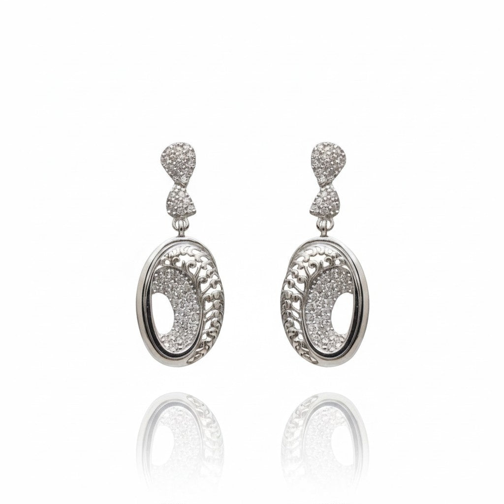 Silver Love Halo Earrings