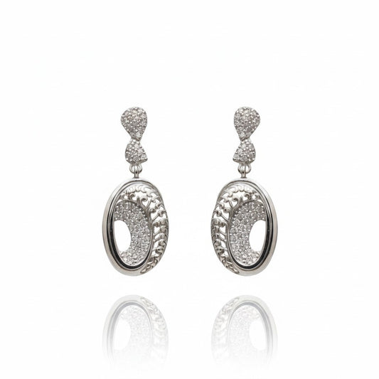 Silver Love Halo Earrings