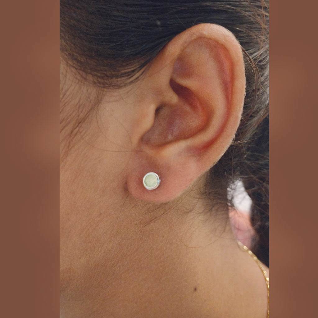 Emerald Aura Small Studs - Mayuri Silver House