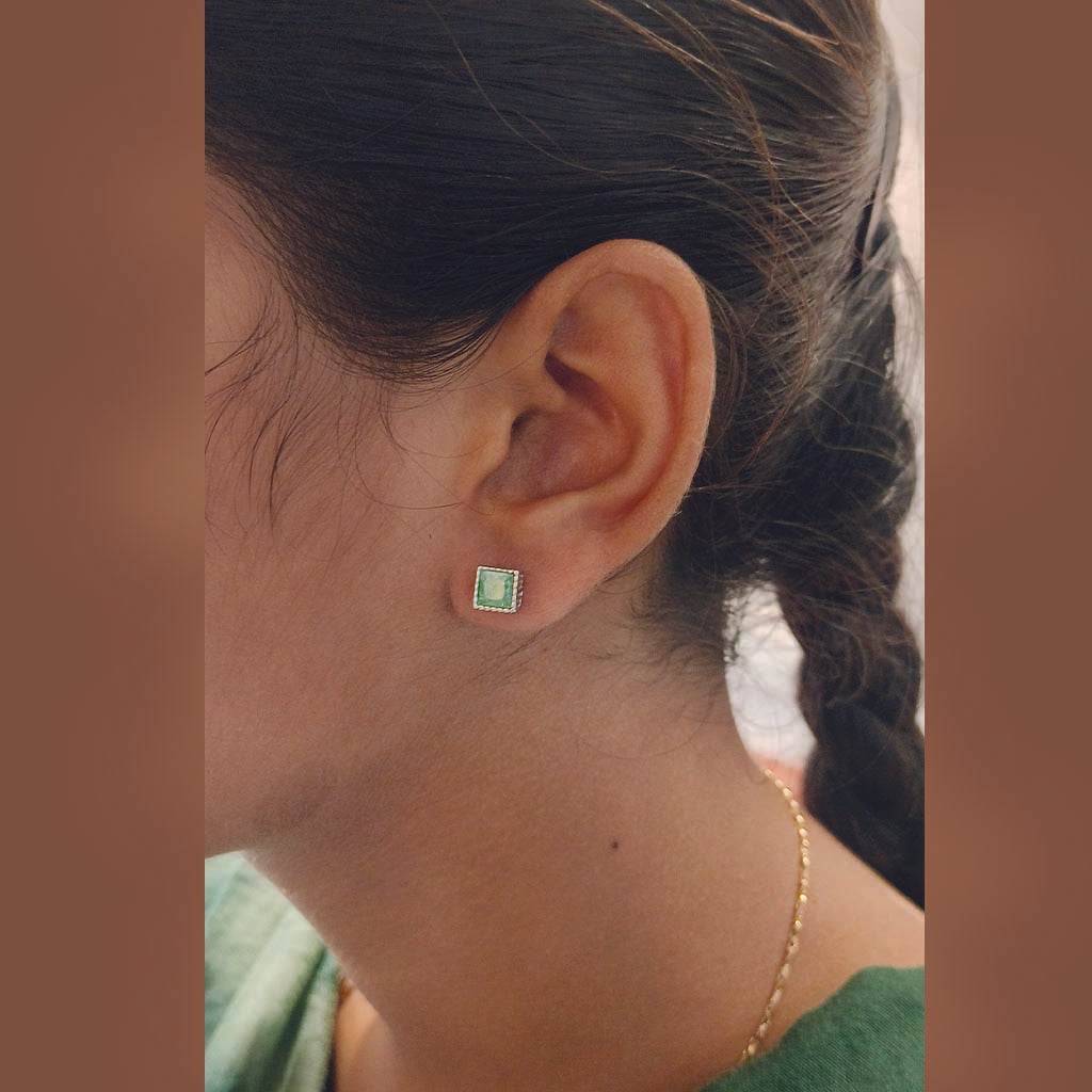 Emerald Edge Studs - Mayuri Silver House