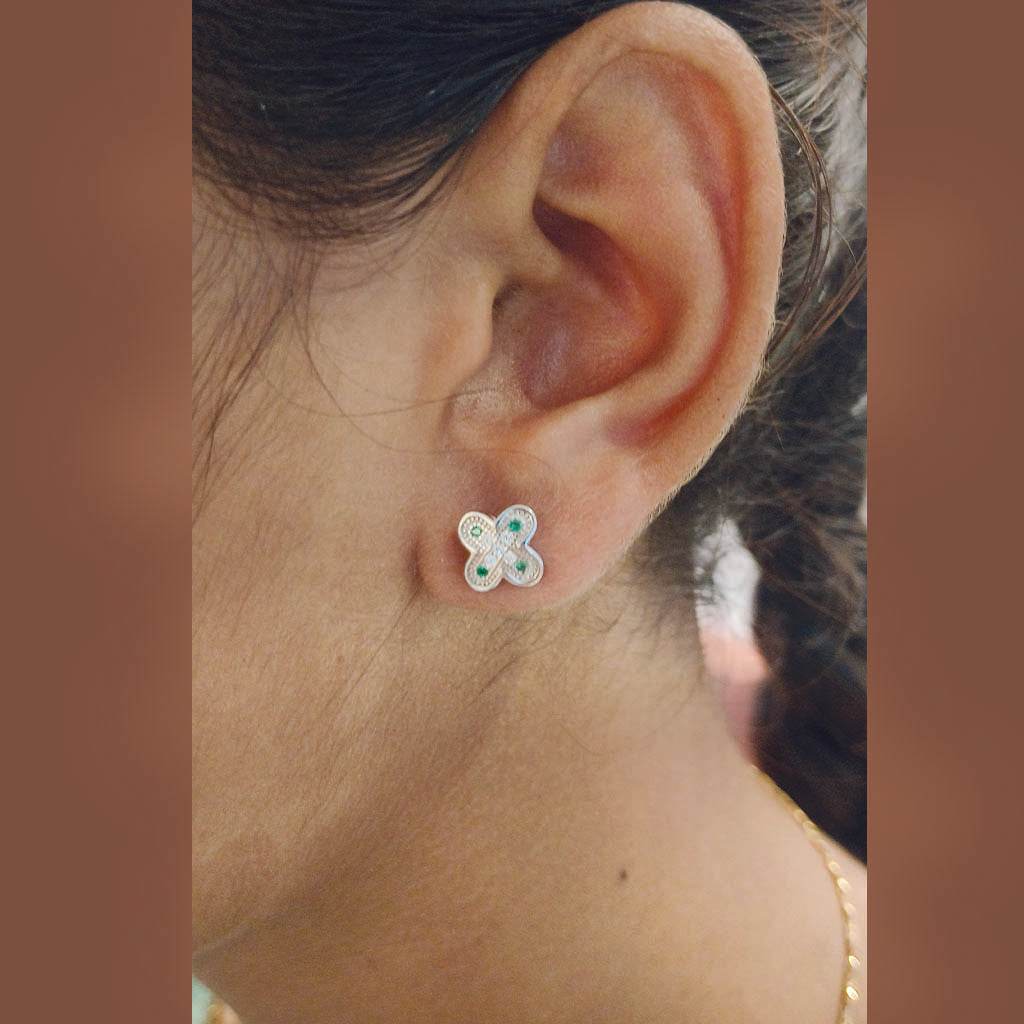 Jade Fleur Studs - Mayuri Silver House