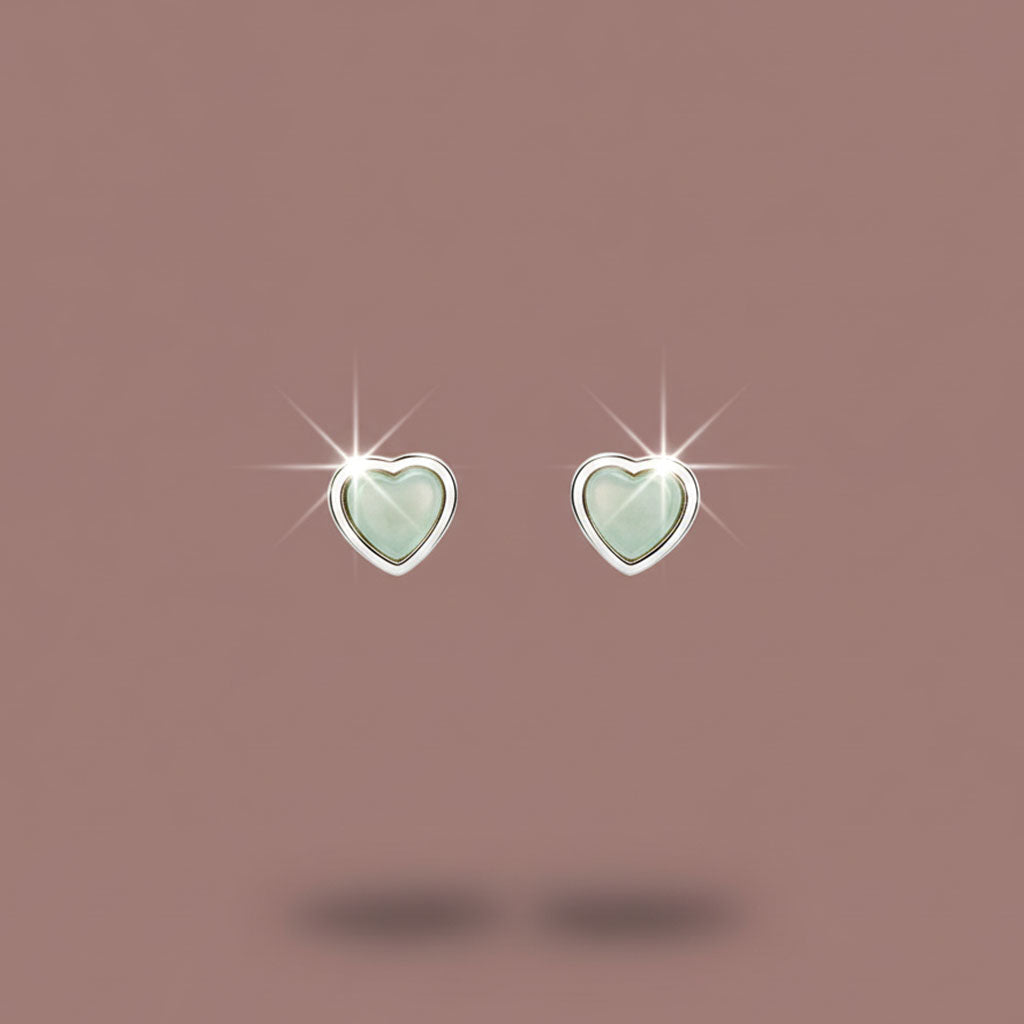 Grey Heart Stone Studs