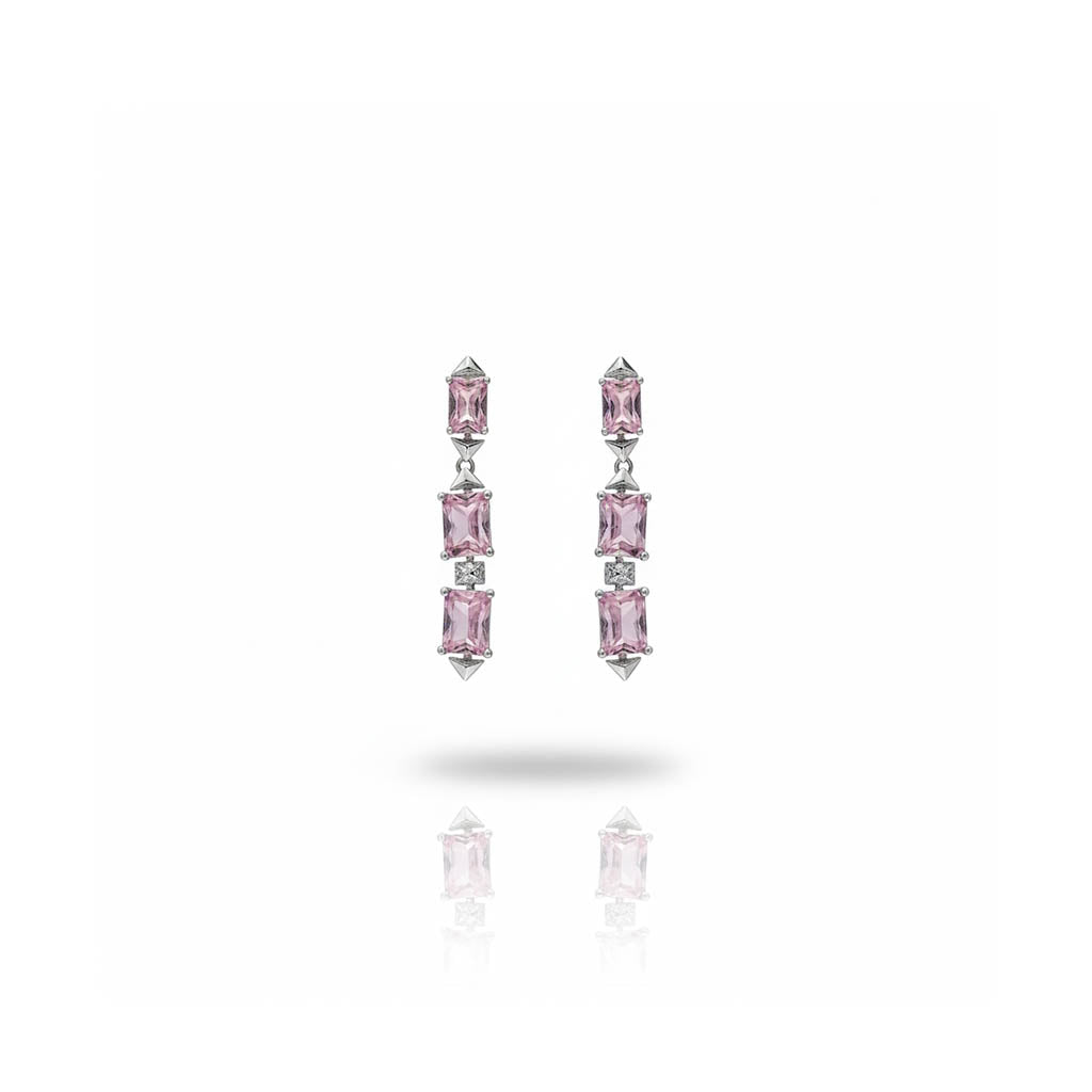 Pink Facet Line Earrings