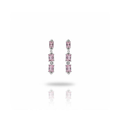 Pink Facet Line Earrings