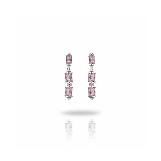 Pink Facet Line Earrings