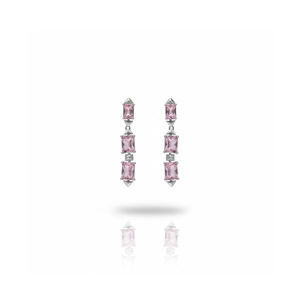Pink Facet Line Earrings