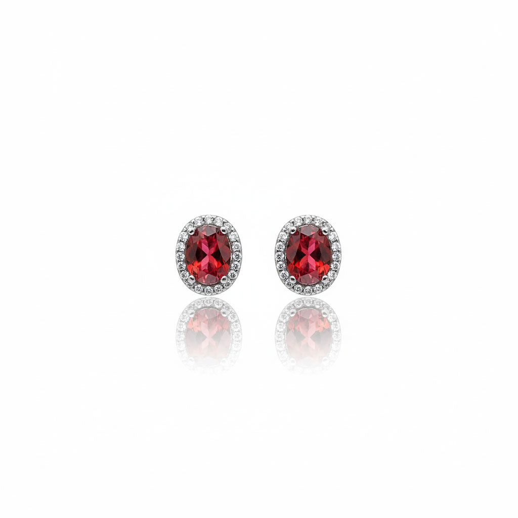 Ruby Halo Studs