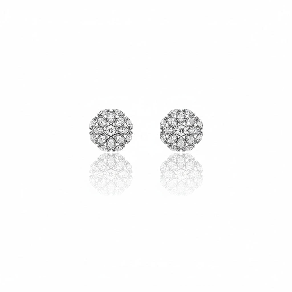 Silver Suma Floral Studs