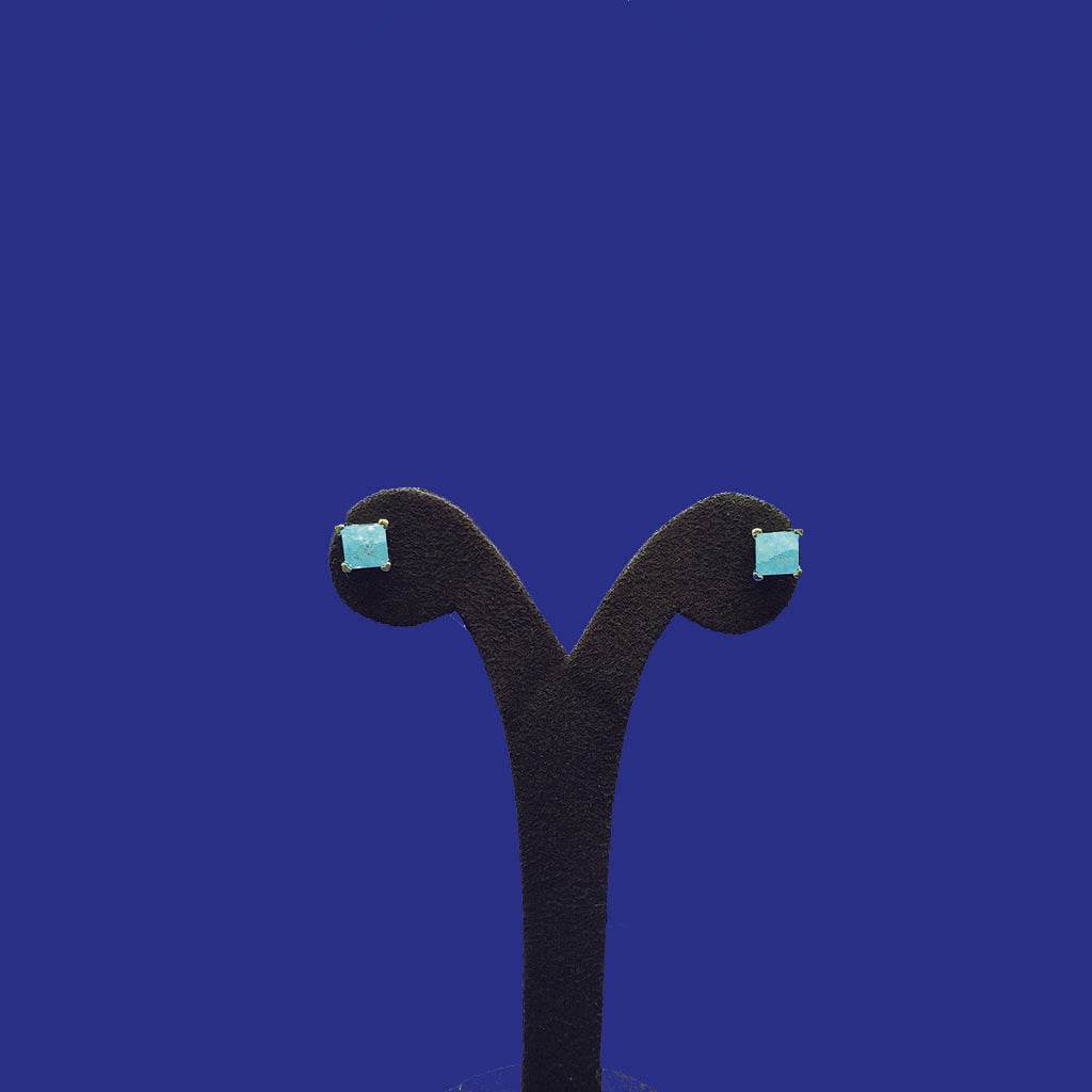 Sky Blue Stone Square Studs - Mayuri Silver House