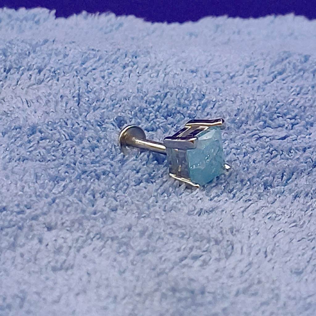 Sky Blue Stone Square Studs - Mayuri Silver House